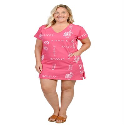 INGEAR Womens Beach Swimsuit Cover Up Short Cotton Shift Dress Sleeveless Tee with Pockets