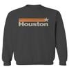 0490. Vintage Retro Graphic Style Houston Texas Men's Crewneck Sweatshirt (Characol Small) Charcoal view 1
