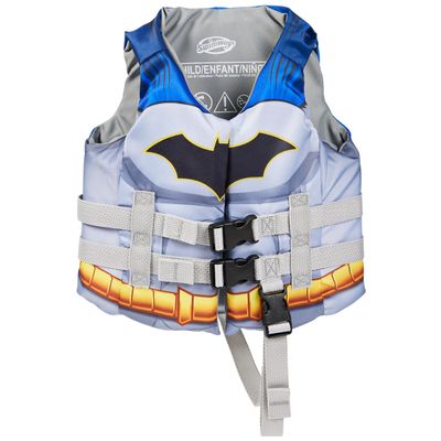 SwimWays DC Swim Trainer Life Jacket, US Coast Guard Approved Life Vest Kids Swim Vest, Pool Floats & Life Jackets for Kids 33-55 lbs, Batman