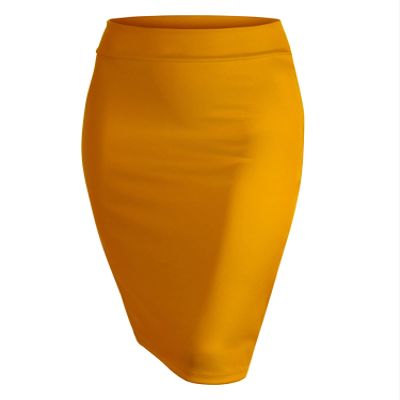 MBJ WB700 Women's Premium Scuba Stretch High Waist Pencil Skirt Below Knee for Office Wear XL Mustard