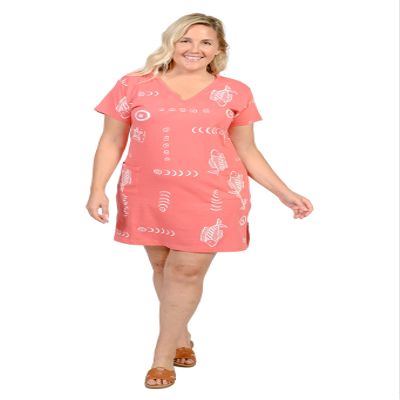 INGEAR Womens Beach Swimsuit Cover Up Short Cotton Shift Dress Sleeveless Tee with Pockets