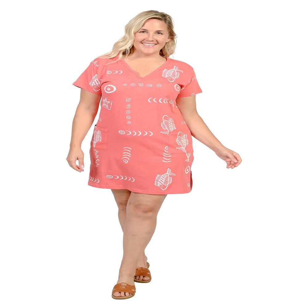 INGEAR Womens Beach Swimsuit Cover Up Short Cotton Shift Dress Sleeveless Tee with Pockets