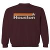 0490. Vintage Retro Graphic Style Houston Texas Men's Crewneck Sweatshirt (Maroon X-Large) view 1
