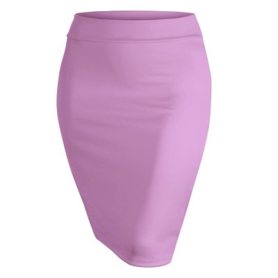 MBJ WB700 Women's Premium Scuba Stretch High Waist Pencil Skirt Below Knee for Office Wear M Lilac