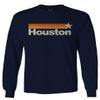 0490. Vintage Retro Graphic Style Houston Texas Men's Long Sleeve t Shirt (Navy Blue, Large) view 1