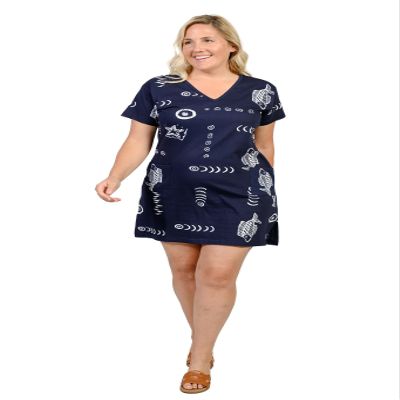 INGEAR Womens Beach Swimsuit Cover Up Short Cotton Shift Dress Sleeveless Tee with Pockets
