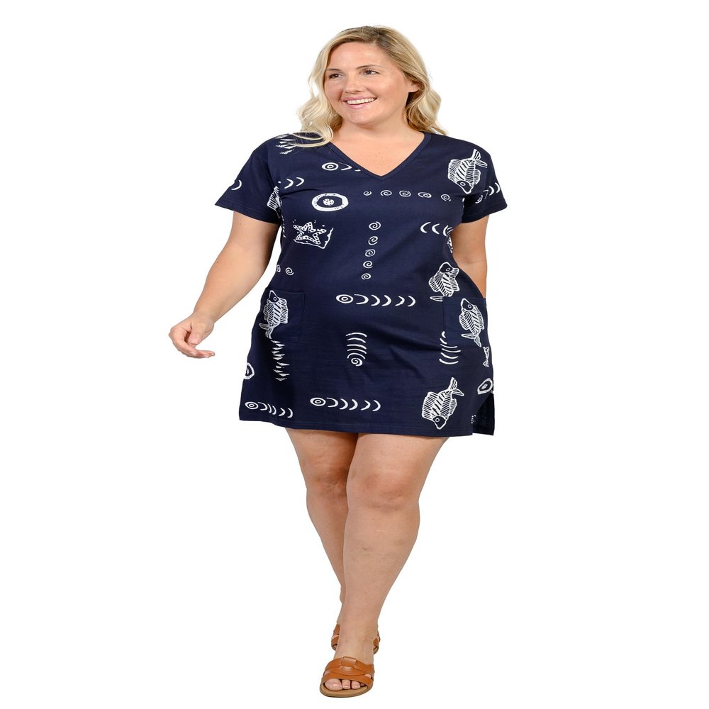 INGEAR Womens Beach Swimsuit Cover Up Short Cotton Shift Dress Sleeveless Tee with Pockets