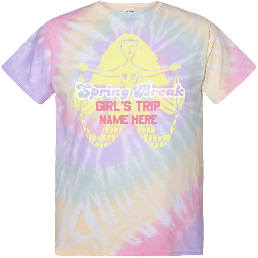 Custom Spring Break Girl's Trip Tie Dye Tee: Unisex Gildan Tie-Dye Spiral T-Shirt