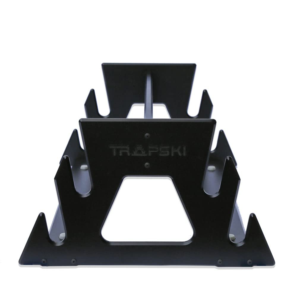 TRAPSKI All Mountain Ski and Snowboard Mobile Rack | Marine Grade HDPE Plastic | UV Protected | Premium Strap Included | 3 Year Warranty | Made in The USA | Veteran Owned Business (Black, Quad)