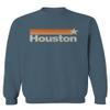 0490. Vintage Retro Graphic Style Houston Texas Men's Crewneck Sweatshirt (Indigo Blue Medium) view 1
