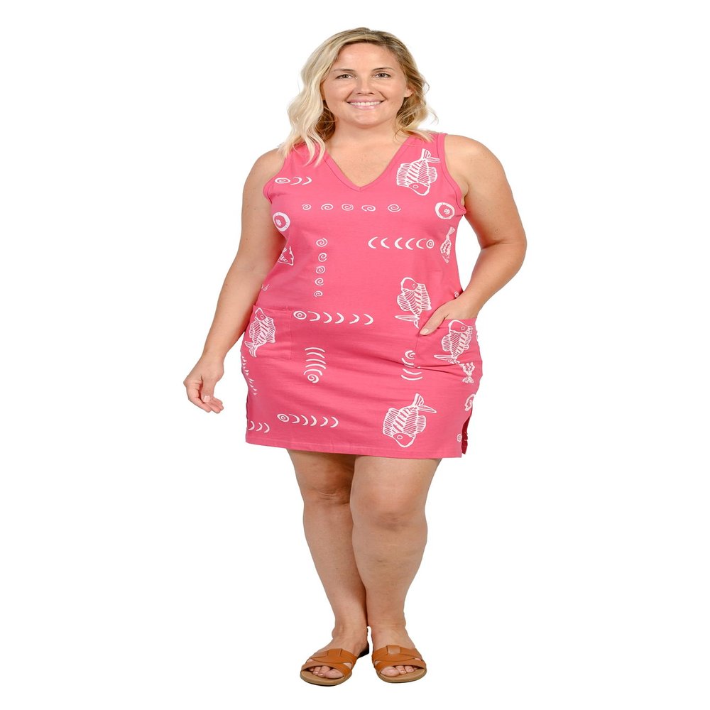INGEAR Womens Beach Swimsuit Cover Up Short Cotton Shift Dress Sleeveless Tee with Pockets