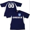 Customized Greece Soccer Jersey Youth Large in Navy Blue and White view 1