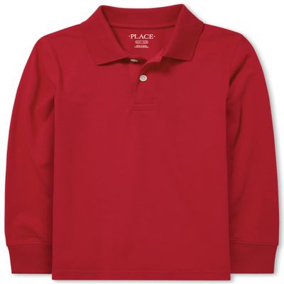 The Children's Place,Boys,Long Sleeve Pique Polo,Classic Red Single,XXLarge