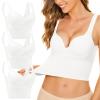 3 Pieces Womens Sports Bra No Wire Comfort Sleep Bra Plus Size Workout Womens Bras Comfortable Wide Band White view 2