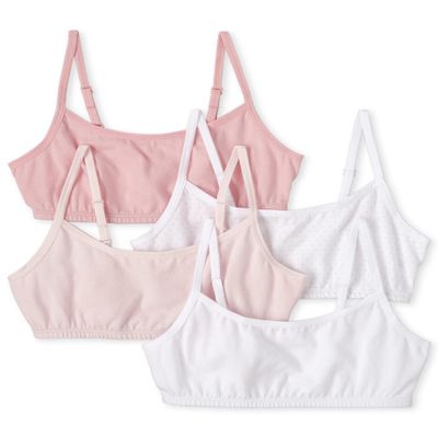 The Children's Place girls Bralette Training Bra, Pink/White -4 Pack, XX-Large US