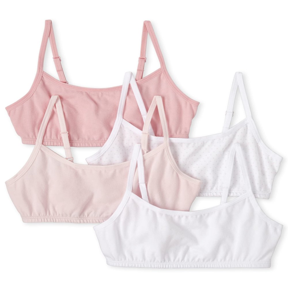 The Children's Place girls Bralette Training Bra, Pink/White -4 Pack, XX-Large US