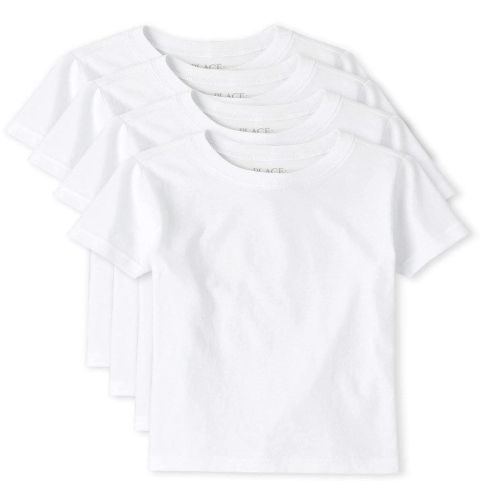 The Children's Place boys Short Sleeve Undershirt, White -4 Pack, X-Small US