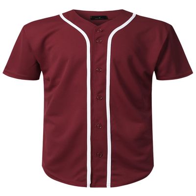 AIRNINE Men's Bandana Print Baseball Jersey Button Down Shirts (S to 5XL) (Burgundy_J42, 5X-Large)