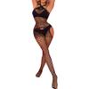 Linjinx Women''s 3/4 Sleeve Fishnet Cutout Bodystocking Bodysuit Sexy Tights Nightwear Lingerie Halter Black One Size view 1