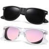 Joopin Trendy Square Sunglasses Polarized UV Protection Designer Shades for Women Men Sun Glasses (Black + Clear Mirrored Pink) view 1