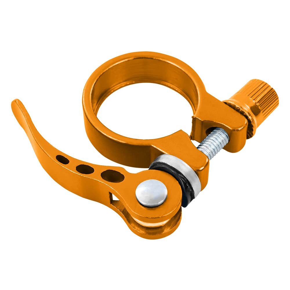 Bike Seatpost Clamp Quick Release Bicycle Seat Clamp Aluminium Alloy Tube Clip for Road Bike Casual Bike,Multiple Colors 28.6mm,31.8mm,34.9mm (28.6mm, Yellow)