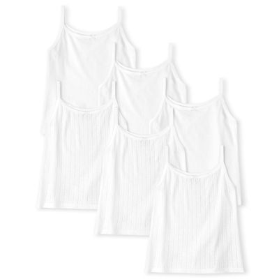 The Children's Place Girls Sleeveless Cami Shirt, White -6 Pack, Large US