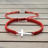 2 Pieces Friendship Cross Bracelet Black String Rope Braided Bracelet Stainless Steel Handmade Lucky Matching Couple Strand Bracelets Kabbalah Protection Cross Religion Jewelry-red B view 3
