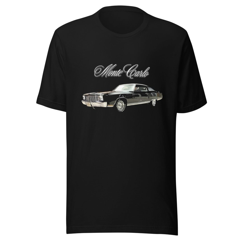1972 Chevy Monte Carlo American Classic Car Muscle Cars Short-Sleeve T-Shirt Black