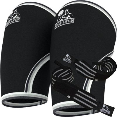 Nordic Lifting Elbow Sleeves XLarge Bundle with Super Heavy Duty Wrist Wraps - Black Grey