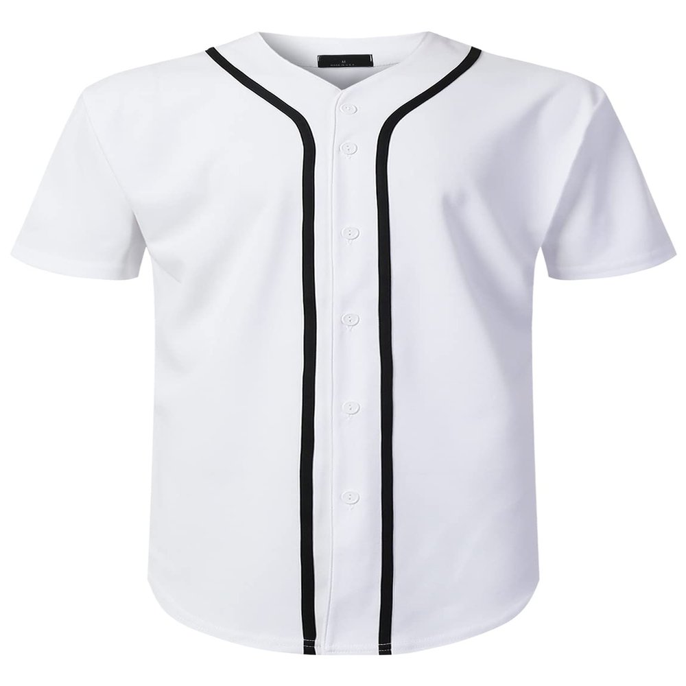 AIRNINE Men's Bandana Print Baseball Jersey Button Down Shirts (S to 5XL) (White_J42, 4X-Large)
