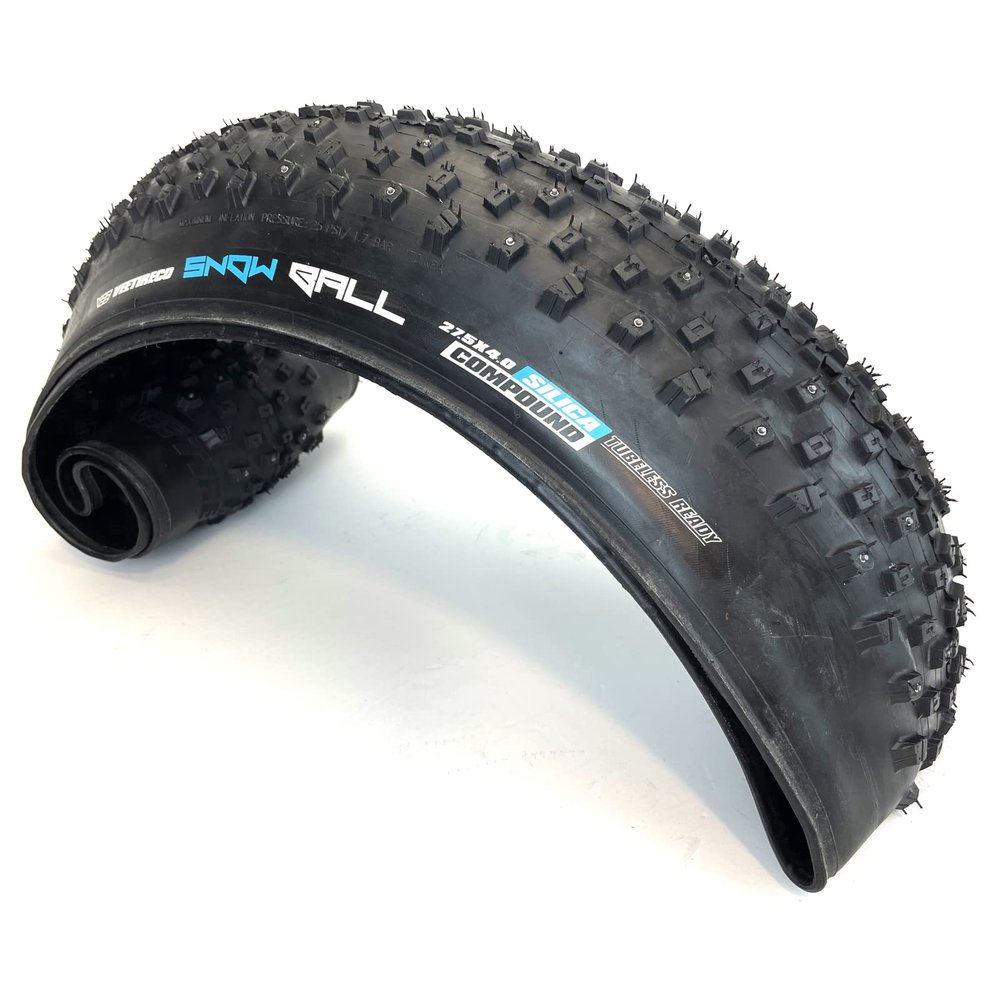 Vee Tire 27.5x4.0 Snow Ball Studded Bike Tire with Folding Bead & Silica Compound. Fat Bike Snow Tire., black