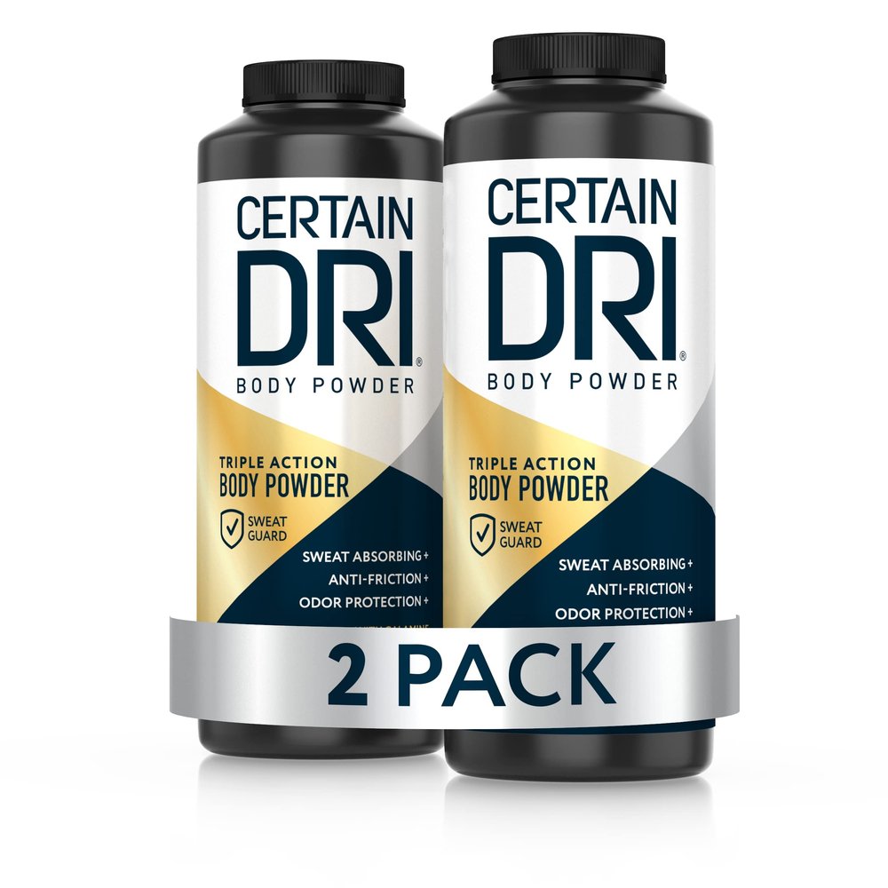 Certain Dri Body Powder - Talc-Free Anti-Chafing & Anti-Itch with Calamine - Maximum Sweat Absorption, Moisture Control, & Odor Protection - Doctor-Recommended - 8 oz - Pack of 2