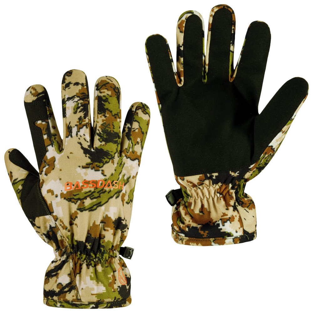 BASSDASH Mens Insulated Hunting Gloves Waterproof Camo Gloves for Cold Weather Outdoor Activities HG02M