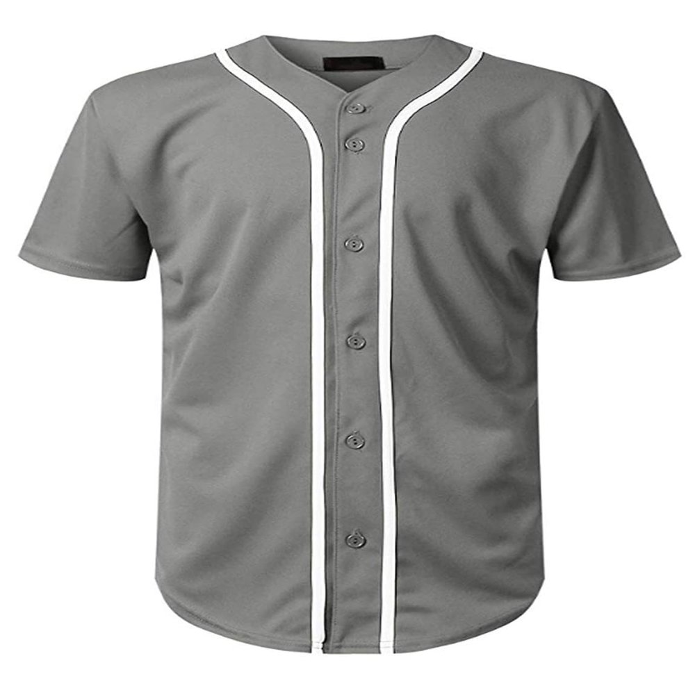 AIRNINE Men's Bandana Print Baseball Jersey Button Down Shirts (S to 5XL) (Grey_J42, 4X-Large)