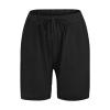 tuduoms Men's Linen Casual Workout Shorts Elastic Waist Summer Beach Pant Lightweight Board Slim Fit Shorts Big and Tall Size Black view 3