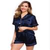 LecGee Womens Silk Satin Pajamas Short Sleeve Loungewear Two-Piece Sleepwear Button-Down Pj Set view 3