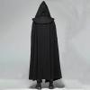 Medieval Cape with Hood for Women Plus Size Maxi Unisex Full Length Hooded Robe Cosplay Halloween Witch Cloak Black view 4