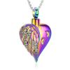 Oinsi Loved Ones footprint In My Heart Stainless Steel Cremation Jewelry Urn Necklace For Ashes Angel Wing Memorial With Clear Zircon (Rainbow) view 1