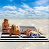 ALAGEO Beach Blanket Black and White Stripe Sandproof Waterproof Beach Mat Simple Style Sand Free Mat Quick Drying Beach Essentials for Vacation Lightweight with 4 Stakes & Corner Pockets 83" x 79" view 2