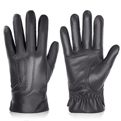 BISON DENIM Winter Genuine Sheepskin Leather Gloves for Men, Touchscreen Texting Warm Cashmere Lined Gloves for Driving (Brown,Large)
