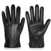 BISON DENIM Winter Genuine Sheepskin Leather Gloves for Men, Touchscreen Texting Warm Cashmere Lined Gloves for Driving (Black,XX-Large) view 1