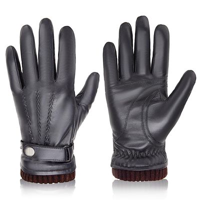 BISON DENIM Winter Sheepskin Leather Gloves for Men, Warm Cashmere Lined Touchscreen Texting Gloves for Driving (Brown,Medium)