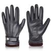 BISON DENIM Winter Sheepskin Leather Gloves for Men, Warm Cashmere Lined Touchscreen Texting Gloves for Driving (Brown,Medium) view 1