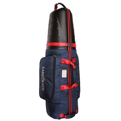 Caddymatic Hard Top Shell Padded Travel Cover with Wheels, Blue/Red
