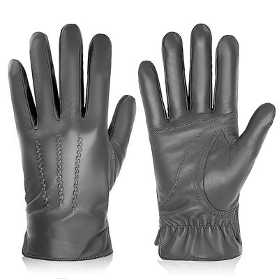 BISON DENIM Winter Genuine Sheepskin Leather Gloves for Men, Touchscreen Texting Warm Cashmere Lined Gloves for Driving (Grey,XX-Large)