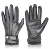 BISON DENIM Winter Sheepskin Leather Gloves for Men, Warm Cashmere Lined Touchscreen Texting Gloves for Driving (Grey,Medium) view 1