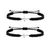 2 Pieces Friendship Cross Bracelet Black String Rope Braided Bracelet Stainless Steel Handmade Lucky Matching Couple Strand Bracelets Kabbalah Protection Cross Religion Jewelry-black A view 1