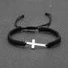 2 Pieces Friendship Cross Bracelet Black String Rope Braided Bracelet Stainless Steel Handmade Lucky Matching Couple Strand Bracelets Kabbalah Protection Cross Religion Jewelry-black A view 4
