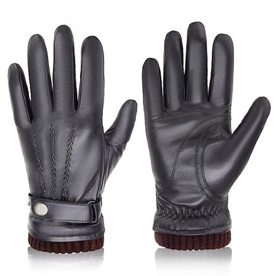 BISON DENIM Winter Sheepskin Leather Gloves for Men, Warm Cashmere Lined Touchscreen Texting Gloves for Driving (Brown,XX-Large)