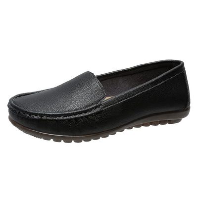 HuangTaiJi Qing Women's Soft Comfortable Loafers Simple Walking Slip on Flat Shoes for Mothers Pregnant Women Black US 8.5
